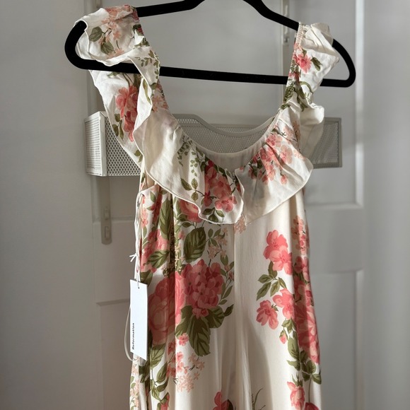 New with flaw Reformation Tripoli Floral Ruffle Maxi Dress Gown Size 2 $348 - Picture 10 of 12
